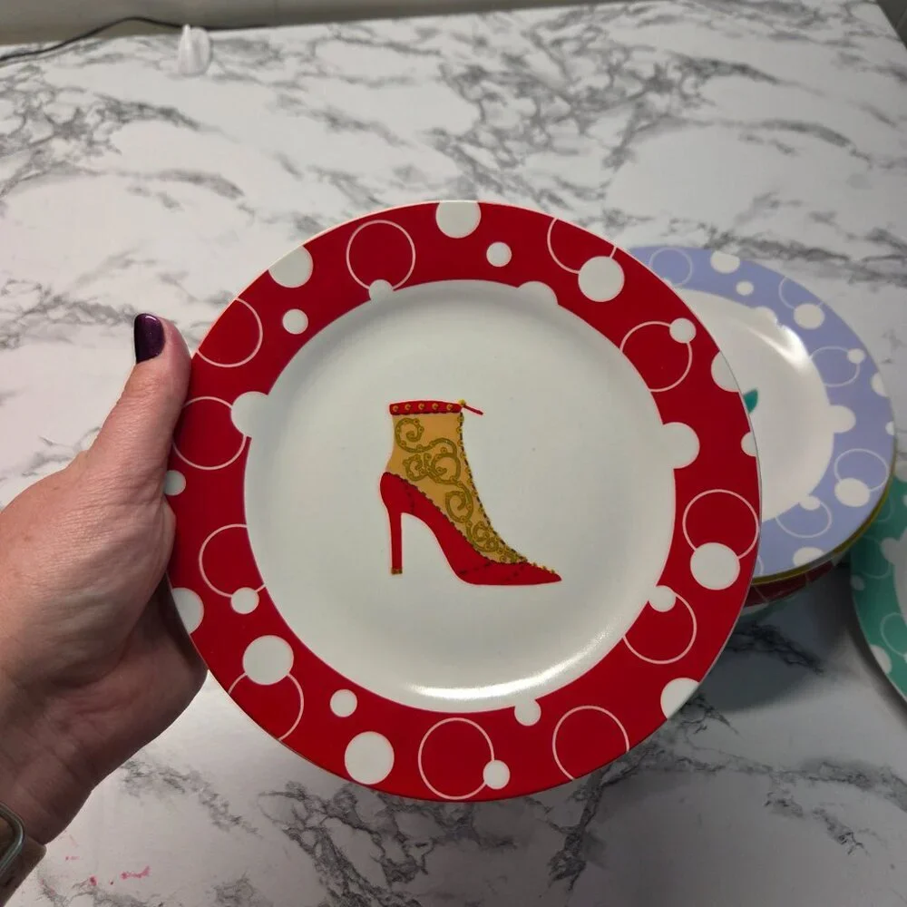True Living Multi Colored 7.5 inch Heel Shoe Set of 4 Desert Plates